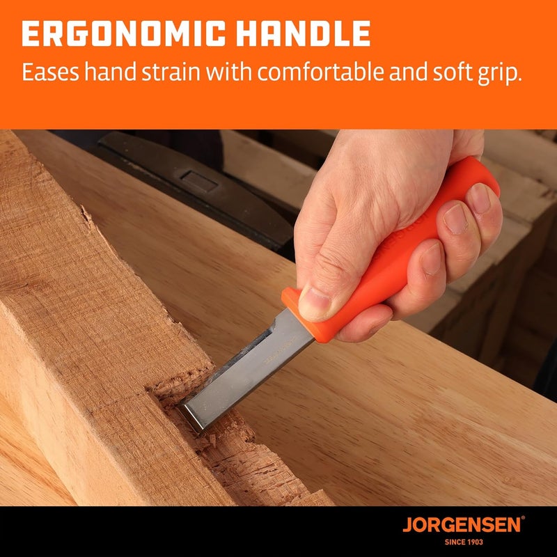Jorgensen Wood Chisel Knife with Sheath, Wood Chisel for Woodworking with Ergonomic Handle, SK5 Carbon Steel Blade, Full Tang Design, for Carving, Whittling, Splitting - Image 5